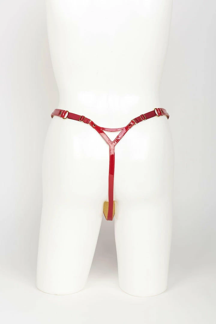 Fräulein Kink Toys & Accessories Red Hot Leather Harness Thong 5 Fräulein Kink Toys & Accessories Red Hot Leather Harness Thong