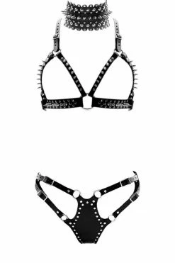 H.O.S. Leather Thorn Leather Fetish Lingerie Set