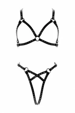 H.O.S. Leather Astra Leather Rivets Harness Set Lingerie Sets