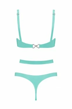 Elissa Poppy Jade Green Cut Out Latex Lingerie Set