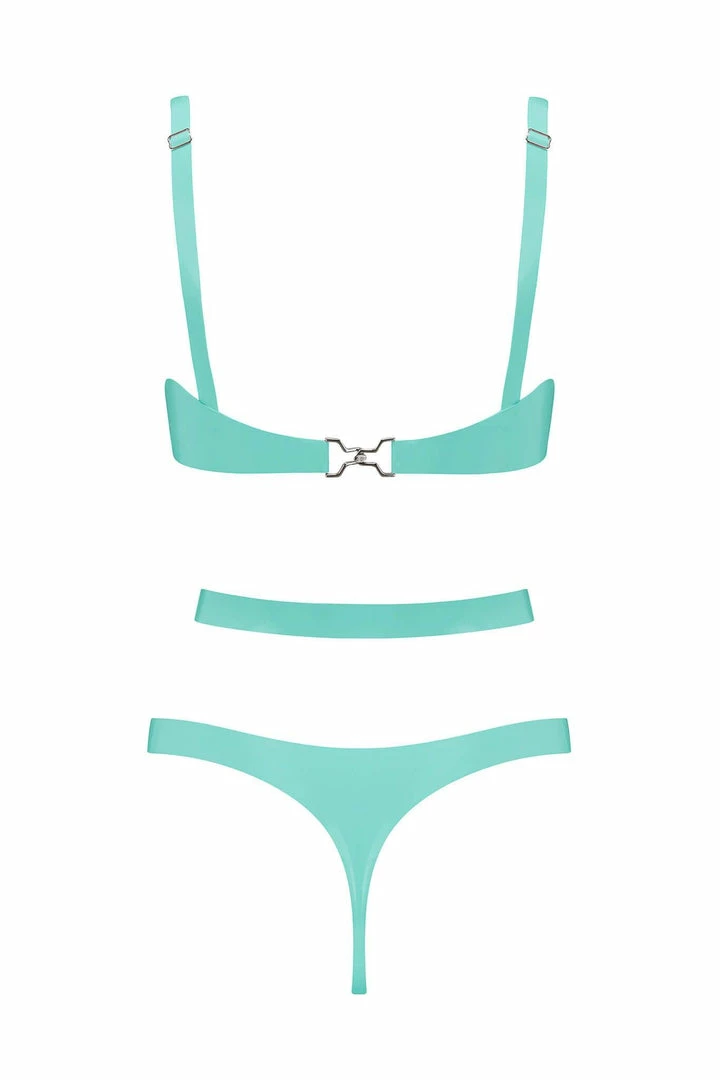 Elissa Poppy Jade Green Cut Out Latex Lingerie Set 4 Elissa Poppy Jade Green Cut Out Latex Lingerie Set