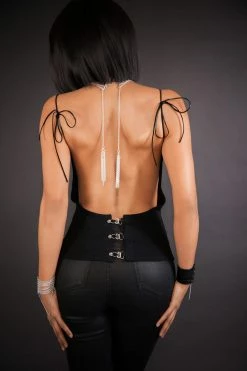 Lalita Stitched Leather Corset Cuff With Sterling Chain Lingerie Sets 8 Lalita Stitched Leather Corset Cuff With Sterling Chain Lingerie Sets