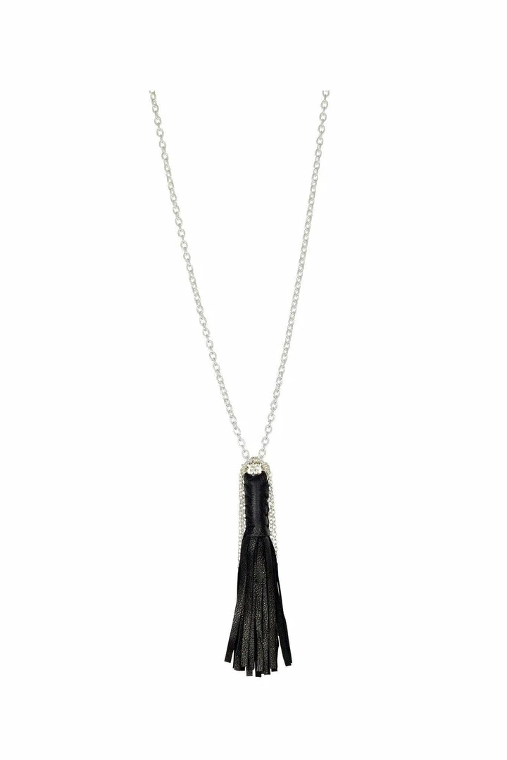 Lalita Leather & Sterling Silver Tassel Necklace 3 Lalita Leather & Sterling Silver Tassel Necklace