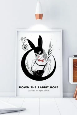 Wolfmumma Bitcoin Art In Frame • Margo X Down The Rabbit Hole Cypherpunk