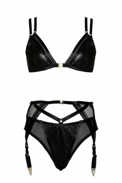 Something Wicked Mia 3 Piece Leather Lingerie Set