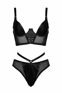 Something Wicked Mia Longline Leather Lingerie Set