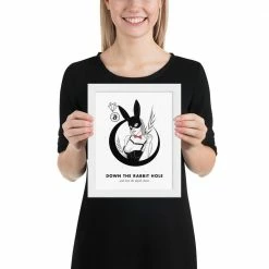 Wolfmumma Bitcoin Art In Frame • Margo X Down The Rabbit Hole Cypherpunk