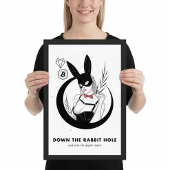 Wolfmumma Bitcoin Art In Frame • Margo X Down The Rabbit Hole Cypherpunk