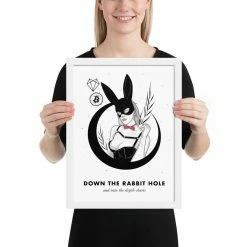 Wolfmumma Bitcoin Art In Frame • Margo X Down The Rabbit Hole Cypherpunk