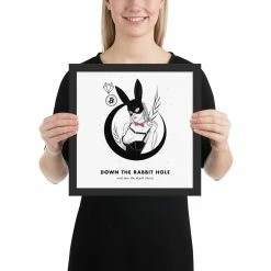 Wolfmumma Bitcoin Art In Frame • Margo X Down The Rabbit Hole Cypherpunk