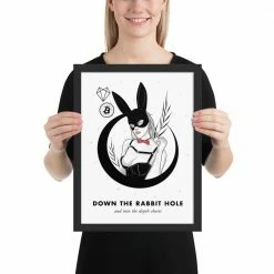 Wolfmumma Bitcoin Art In Frame • Margo X Down The Rabbit Hole Cypherpunk