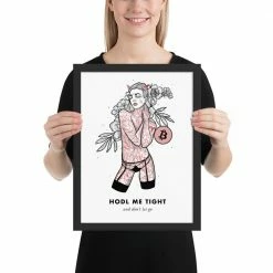 Wolfmumma Bitcoin Art In Frame • Brooke X Hodl Me Tight Cypherpunk