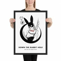 Wolfmumma Bitcoin Art In Frame • Margo X Down The Rabbit Hole Cypherpunk