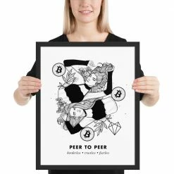 Wolfmumma Cypherpunk Bitcoin Art In Frame • Alli Julie X Peer To Peer