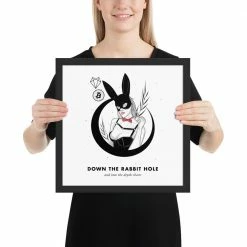 Wolfmumma Bitcoin Art In Frame • Margo X Down The Rabbit Hole Cypherpunk