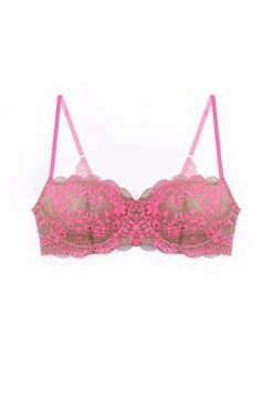Monique Morin Pink Wild Lace Balconette Bra Bras