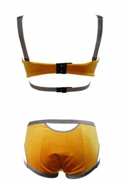K+1% Lingerie Sets Mustard Yellow Velour Lingerie Set