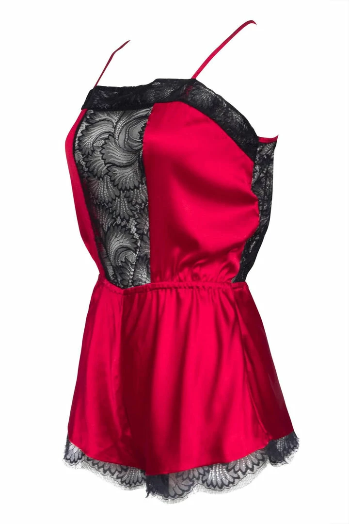 Nevaeh Intimates Florence Red Silk Pleasure Romper 4 Nevaeh Intimates Florence Red Silk Pleasure Romper