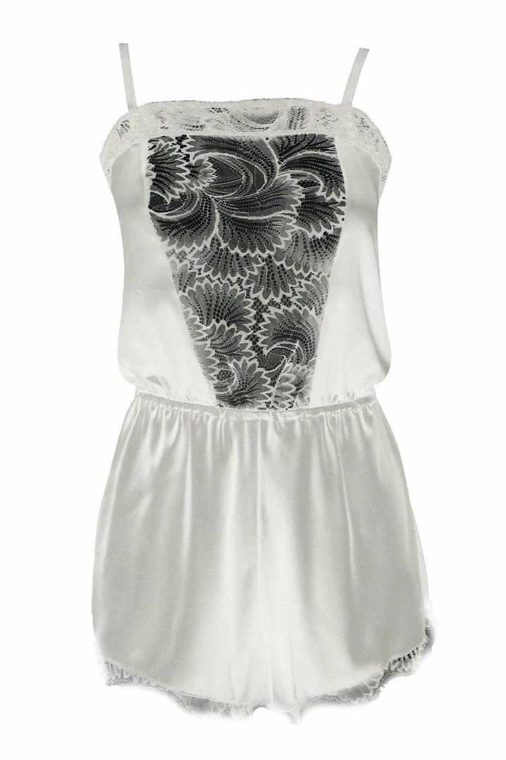 Nevaeh Intimates Rompers & Catsuits Florence White Silk Pleasure Romper 3 Nevaeh Intimates Rompers & Catsuits Florence White Silk Pleasure Romper