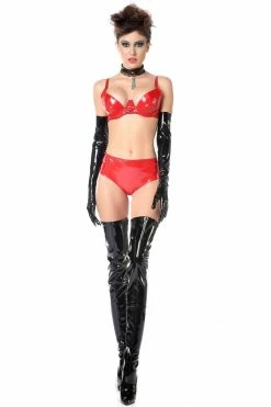 Patrice Catanzaro Panties Beatrice Glossy Red Vegan Leather Shorty