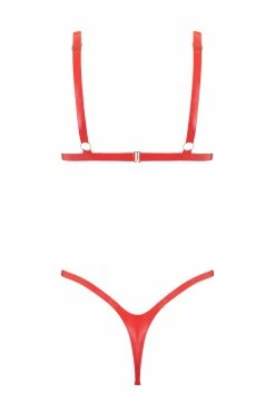 Elissa Poppy Red Latex Triangle Lingerie Set