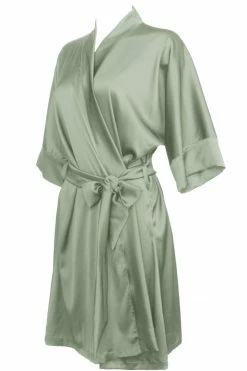 Rusalka Lingerie Pure Silk Sage Green Silk Kimono