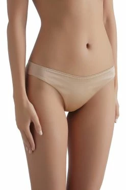 Sandra Silk Australia Everyday Champagne Gold Silk Thong Panties
