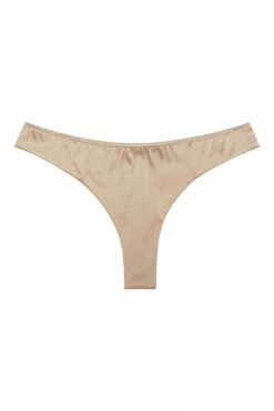 Sandra Silk Australia Everyday Champagne Gold Silk Thong Panties