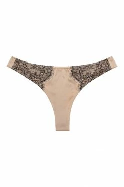 Sandra Silk Australia Chantilly Lace Champagne Gold Silk Thong