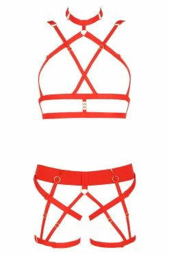 Impudique Lingerie Sets Serguei Red Lingerie Harness Set