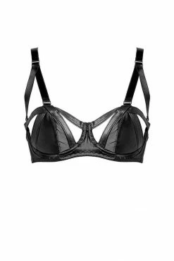 Something Wicked Bras Jade Satin Leather Balconette Bra