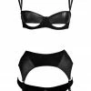 Something Wicked Lingerie Sets Ava Half Cup Leather Bra Set