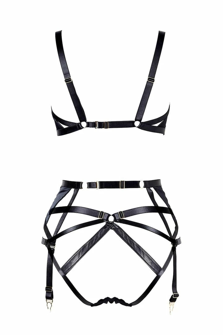 Something Wicked Jade Garter Belt Leather Lingerie Set 4 Something Wicked Jade Garter Belt Leather Lingerie Set