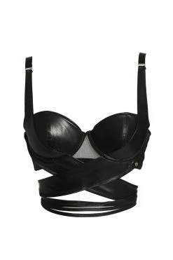 Something Wicked Bodysuits & Tops Lexi Balconette Black Leather Bra
