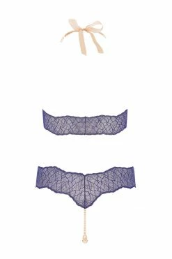 Bracli Sydney Blue Lace Double Pearls Set Lingerie Sets