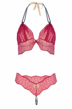 Bracli Sydney Red Lace Dark Pearls Set
