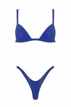 Elissa Poppy Lingerie Sets Royalblue Navy Latex Triangle Lingerie Set