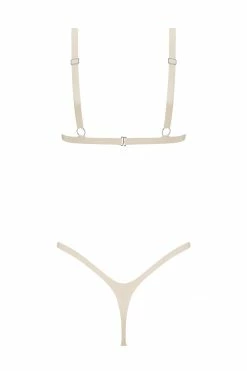 Elissa Poppy Lingerie Sets White Ivory Latex Triangle Lingerie Set