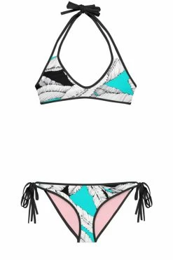 Darkest Fox Turquoise Jungle Reversible Bikini • Black Trim Swimwear