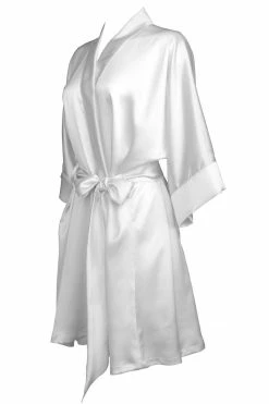 Rusalka Lingerie Pure Silk Arctic White Silk Kimono