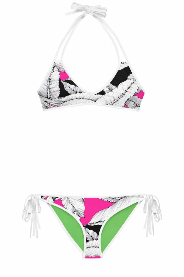 Darkest Fox Fuschia Jungle Green Canopy Reversible Bikini 3 Darkest Fox Fuschia Jungle Green Canopy Reversible Bikini